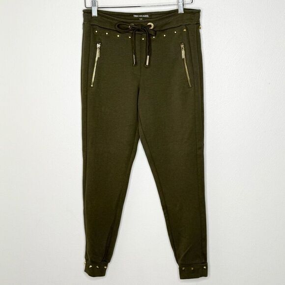True Religion Hunter Green with Studs Sweat Joggers - Women’s US XS - Picture 1 of 11